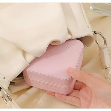 Imagem de Porta Joias de Viagem Compacto, 10x10x5cm, Organizador com Compartimentos e Zíper (SALMÃO)