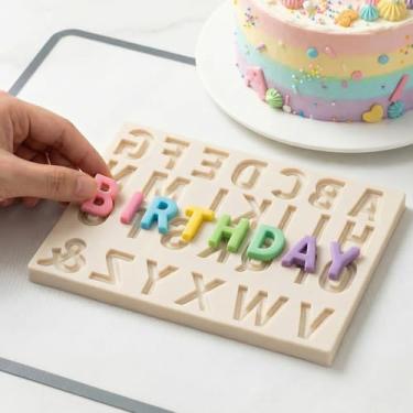 Imagem de Moldes de alfabeto de silicone 3D para fondant de grau alimentício para decoração de bolos, doces e artesanato de panificação DIY (A-Z)