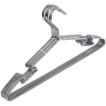 Imagem de Cabides Tintureiro Aço Inox 50 ou 100 Peças Executivo Reforçado Organizar Roupas Closet (50)