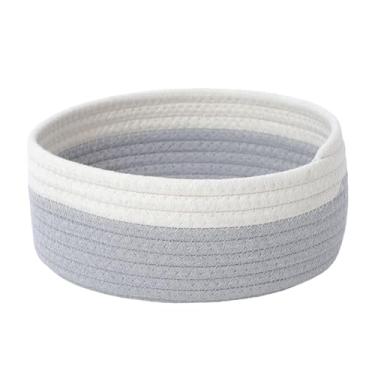 Imagem de JLKIMZVO Cestas de armazenamento pequenas para organizar a mesa de trabalho, cesta de tecido, pacote com 6, caixas redondas de corda de algodão