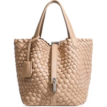 Imagem de DSGUTWO Bolsas de mão de tecido para mulheres, bolsa de mão com alça superior, bolsa de cesta, bolsa pequena de tecido, bolsas Hobo, Damasco, 6.69 x 5.51 x 6.69 inches