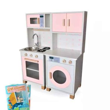 Imagem de Kit Educativo Mini Cozinha Infantil e Máquina de Lavar Rosa Bebê - Eit