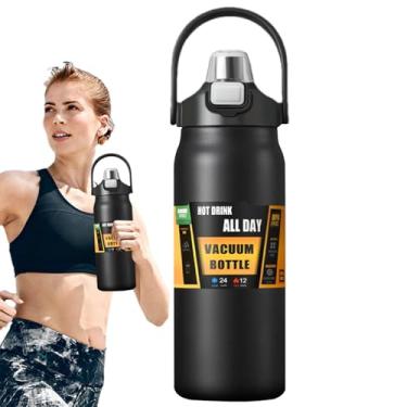 Imagem de Garrafa Térmica - Copo Térmico com Alça - Garrafa de Água Inoxidável de Alta Capacidade Mantém Calor por 8h e Frio por 12h,para Leite e Bebidas, Caminhadas, Desportos, Ginásio e
