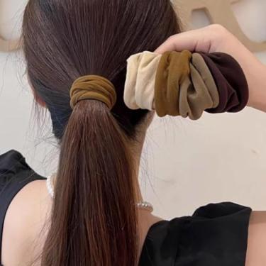Imagem de 4 conjuntos de cordas de cabelo espessas sólidas para rabo de cavalo, prendedores de cabelo, acessórios modernos para cabelo