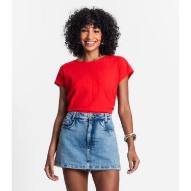 Imagem de Blusa Feminina Ribana Canelada Básica Rovitex Laranja, Laranja, GG