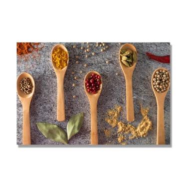 Imagem de NHLDZYH Tela decorativa cozinha, arte vintage especiarias coloridas, arte de parede quadros para sala de estar quarto cozinha. C65. 30 x 45 cm. Apenas tela