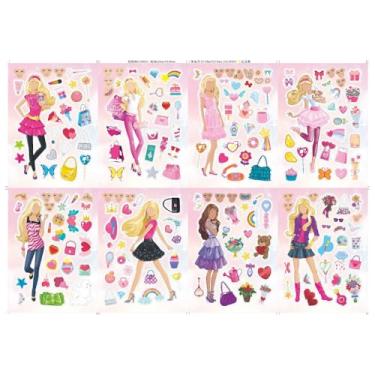 Imagem de 8 folhas de adesivos para meninas – Crie expressões e roupas exclusivas, perfeito para lembrancinhas de festa, jogos de arte e artesanato, eventos escolares e prêmios de sala de aula