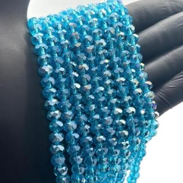 Imagem de Fio de Cristal de Vidro 8mm Facetado para Bijuterias e Artesanato – 67 Peças por Fio (AZUL CRISTAL CLARO BOREAL)
