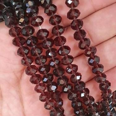 Imagem de 200 Miçangas de Cristal 8mm para Artesanato Bijuterias e Confecção de Guias – Contas de Vidro Facetadas (Marrom Transparente)