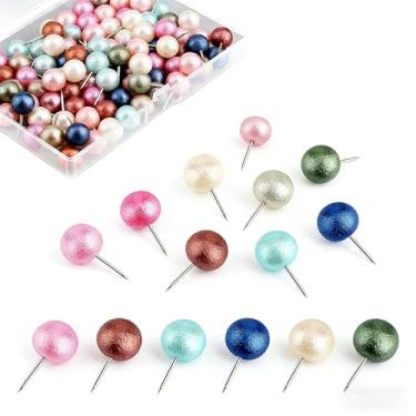 Imagem de FITULABO 100 peças de pinos coloridos – tachinhas para paredes decorativas, quadros de avisos, quadros de rolha, mapas, calendários, fotos – casa e escritório