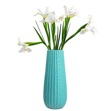 Imagem de GeLive Vaso de flores de cerâmica de 20 cm para decoração de casa, vaso azul-petróleo para flores artificiais, brotos, plantas hidropônicas, arranjo Ikebana, vaso de mesa de centro de mesa (azul)