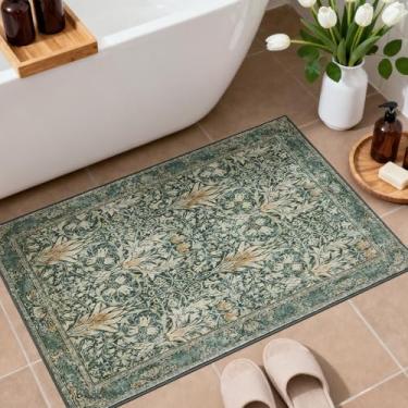 Imagem de WEZVIX Tapete de entrada floral vintage 5 x 7 cm, tapete macio antiderrapante para entrada, tapete de área pequena resistente a manchas para quarto, cozinha, lavanderia, banheiro