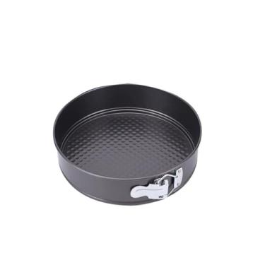 Imagem de Base Redonda de Bolo com Fundo Removível Antiaderente Aço Carbono para DIY Mousse Assado Trava Tortas Cheesecakes Sobremesas Bolos Sorvete Baking em C