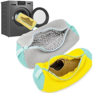 Imagem de Bolsa Para Lavar Sapatos e Tênis na Máquina – Saco Protetor com Almofada Anti-Impacto e Zíper Reforçado – Malha Durável, Reutilizável, Ideal Para Lavadora e Secadora