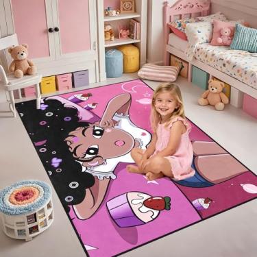 Imagem de Tapetes para quarto de meninas, preto, mágico, para meninas, fofos, afro-americanos, para decoração de sala de estar, tapetes macios, tapetes de ioga para mulheres, rosa, 10 x 1,5 m