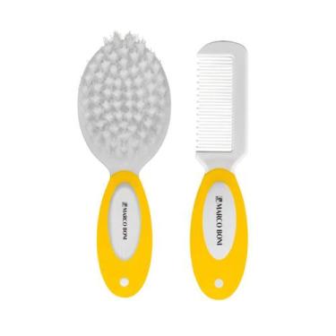 Imagem de Kit Escova E Pente De Cabelo Baby Cerdas Macias Marco Boni, Amarelo