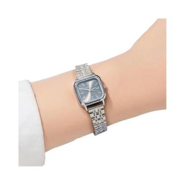 Imagem de moda pequena mostrador quadrado feminino senhora relógio de aço quartz