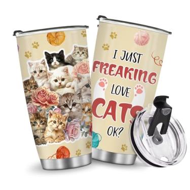 Imagem de Copos isolados caneca copo presentes de aniversário de Natal para homens pai avô meninas meninos 590 ml acessórios essenciais de viagem devem ter gatos com alça gelada fria