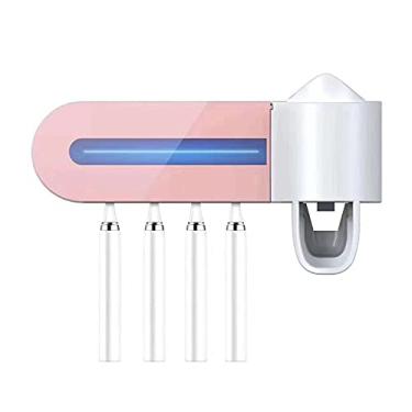 Imagem de Suporte de banheiro para parede com dispensador automático pasta dentes organizador carregamento USB família