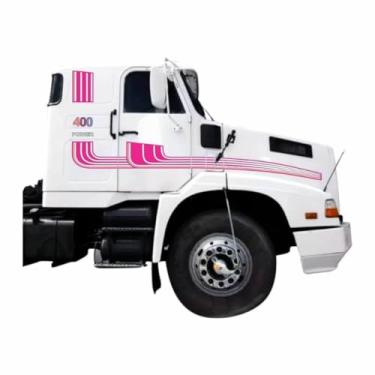 Imagem de Adesivo Faixa Lateral Caminhão Power 400 1989 Rosa Adesivo Laminado - Compatível