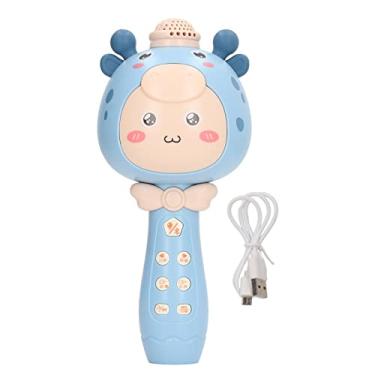 Imagem de Microfone infantil Ainoli em formato de desenho animado BT microfone sem fio recarregável portátil para cantar em viagens de carro (Azul)