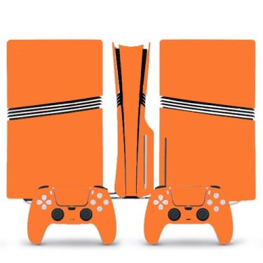 Imagem de Adesivo de película completa para console PS5 Pro edição disco decalque capa para controle PS5 Pro cor pura (laranja)