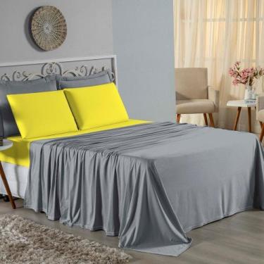 Imagem de Jogo de Cama Queen Nobre 4 Peças Lençol com Elástico de 30cm de Altura