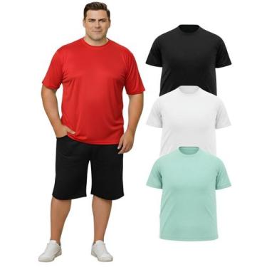 Imagem de Kit 3 Camiseta Manga Curta Masculina Dryfit Fitness Plus Size - Sunset