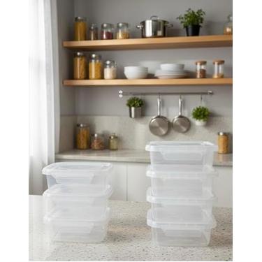 Imagem de Kit 10 Marmita Potes 900ml Travas Laterais Reutilizável - Livre de BPA Alimentos organiza congelador(transparente)