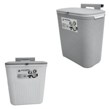 Imagem de Lixeira Plástica Retangular 9L com Tampa e Suporte - BONS CHEFF