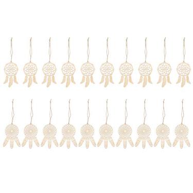 Imagem de Ornamentos de apanhadores de sonhos de madeira, cores naturais, decoração artesanal de parede para casa, loja, festa de aniversário, Natal, casamento, artesanato, presente,