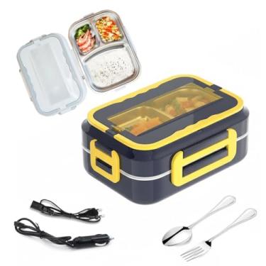Imagem de Marmita Térmica Elétrica Bivolt 3 em 1 – Portátil para Carro, Caminhão (12v/24v) e Tomada (110v/220v), Aquecedor de Comida com Pote de Inox Removível e Divisória Premium