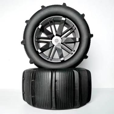 Imagem de MYHWDRNU Peças de carro RC compatíveis com WLtoys 144001 124018 124019 12428 12427 144002 1/14 1/16 RC carro 80 mm upgrade areia roda pneus praia pneu 12 mm cubo hexagonal (2 peças)