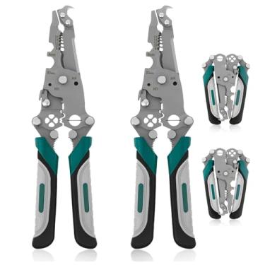 Imagem de 2 peças 18 em 1 descascador de fio elétrico de liga de aço com garras ajustáveis, ferramenta de crimpagem de fio, ferramenta multifuncional, alicate de decapagem para corte de cabos, divisão