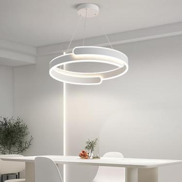 Imagem de Luminária pendente moderna para mesa de jantar com controle remoto, lustre regulável, luminária pendente redonda para restaurante, altura ajustável, luminária de teto para escritórios, sala