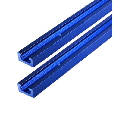 Imagem de Seekliny 2 peças T-Track para marcenaria 76 cm azul corte duplo pré-perfurado, 76.2 cm universal alumínio T trilhos azul