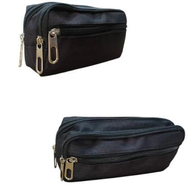 Imagem de Estojo Escolar Masculino Feminino Grande 3 Ziperes Triplo Cores:Preto 