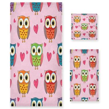 Imagem de xigua Conjunto de toalhas de banheiro com corujas fofas absorventes macias 3 peças toalha de banho toalha de mão toalhas decorativas para banheiro, academia, hotel, praia, piscina