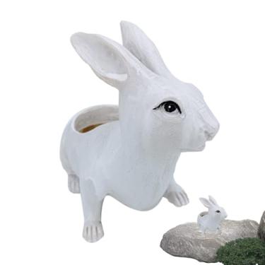Imagem de Vaso de Flores,Recipiente Decorativo para Estátua - Vaso de Coelho em Resina 17.78 x 9 x 13.97 cm (7 x 3.54 x 5.5 Polegadas),Para Casa Jardim Sala de Estar Pátio Janela