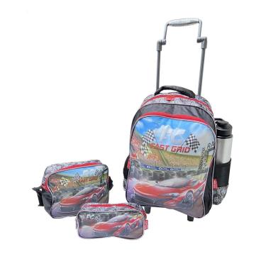 Imagem de Kit Mochila Carros De Rodinhas + Lancheira + Estojo