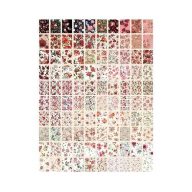 Imagem de Papel De Scrapbook Com Padrão De Flores Coloridas 100pcs Vintage Flora