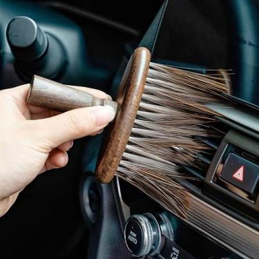 Imagem de Escova de limpeza de mesa, cerdas macias, multiuso, para café, teclado de carro, design de pendurar para limpeza de casa e escritório, marrom