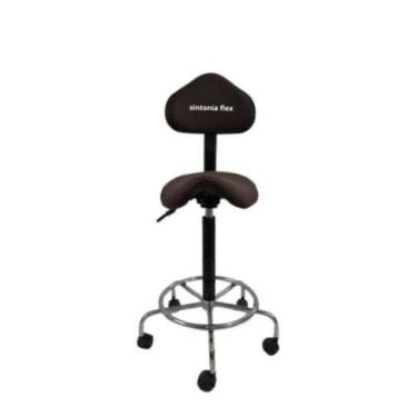 Imagem de Cadeira Mocho Sela Alta 65 Min. 75 Max. Cromada Suede Marrom - Sintoni