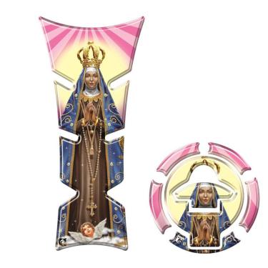 Imagem de Kit Protetor De Tanque E Bocal Moto Yamaha Nossa Senhora Acima 2018 Rosa