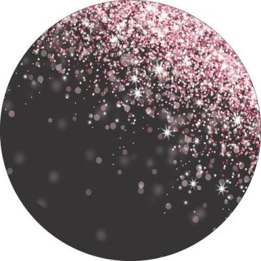 Imagem de Painel de Lona Redondo Glitter Rosa com Fundo Preto - Fabrika De festa