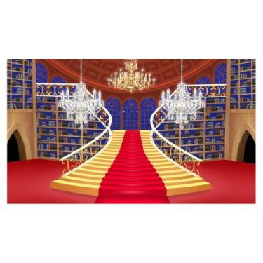 Imagem de Painel de Lona Escadaria Bela e a Fera 3D - Fabrika de Festa, 400x250c