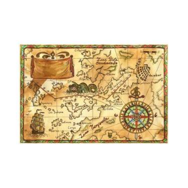 Imagem de Painel De Lona Pirata Mapa Antigo - Fabrika de Festa, 150x100cm