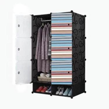 Imagem de Armario modular guarda roupa organizador arara cabideiro estante sapat