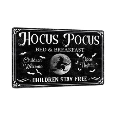 Imagem de Placa Vintage De Metal Para Cafeteria Com Tema De Café Da Bruxa Assust