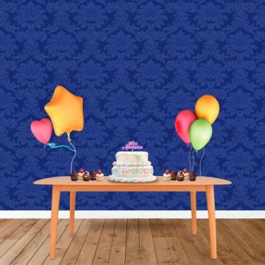 Imagem de Painel Retangular em Jacquard Azul Royal Medalhão - Jacquard Tradicion